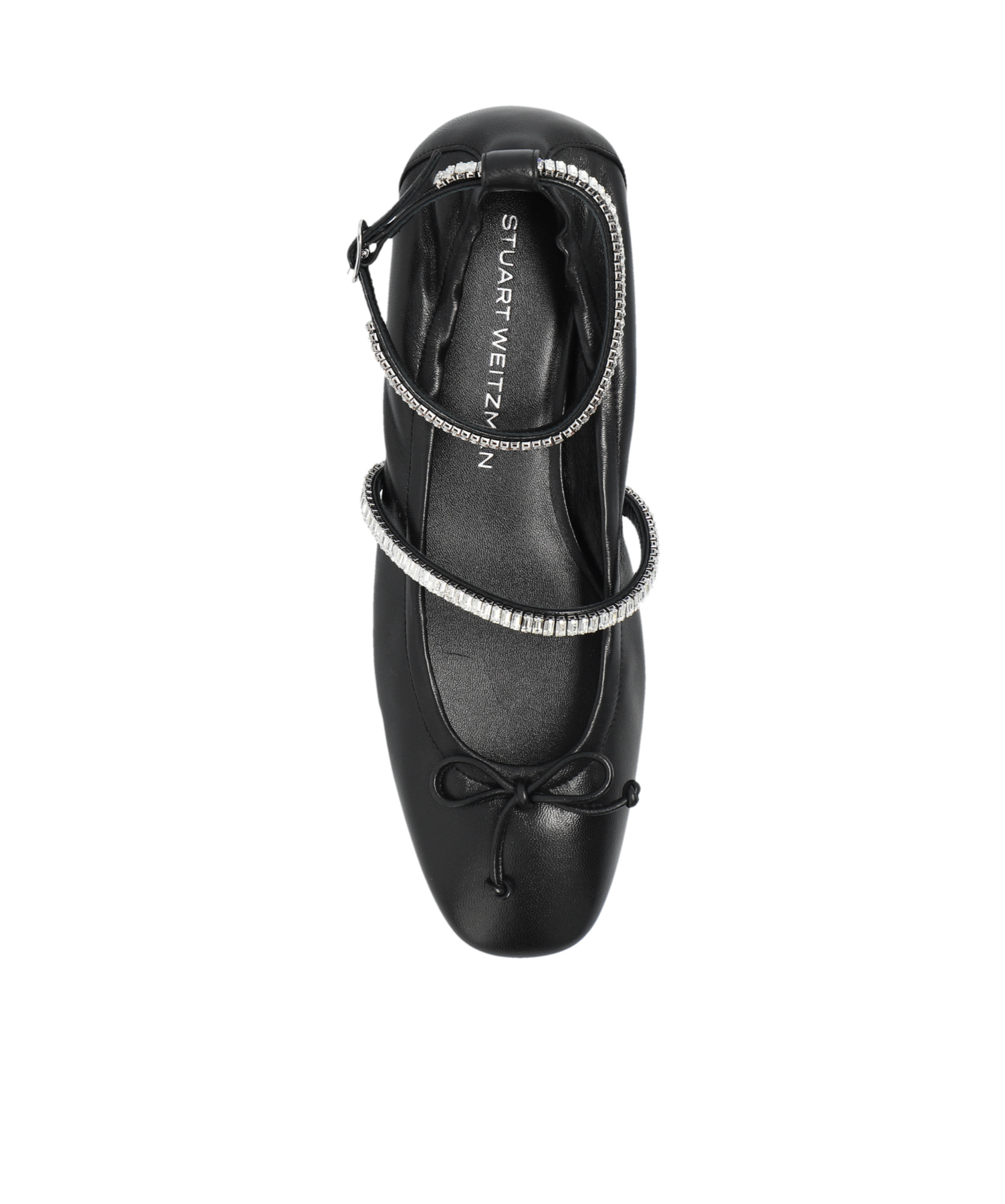 Stuart Weitzman Stefanie Ballet Flats In Black Leather In Black