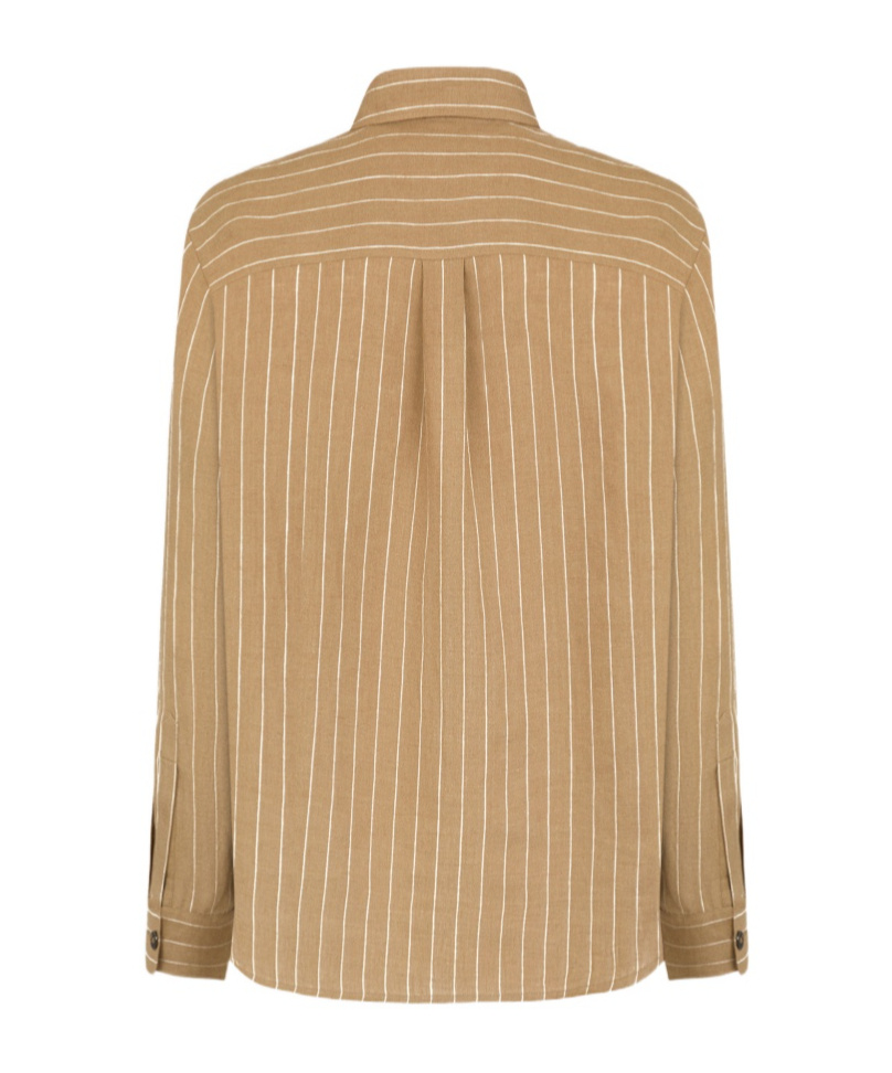 Shop Blazé Milano Pinstriped Beige Linen Shirt