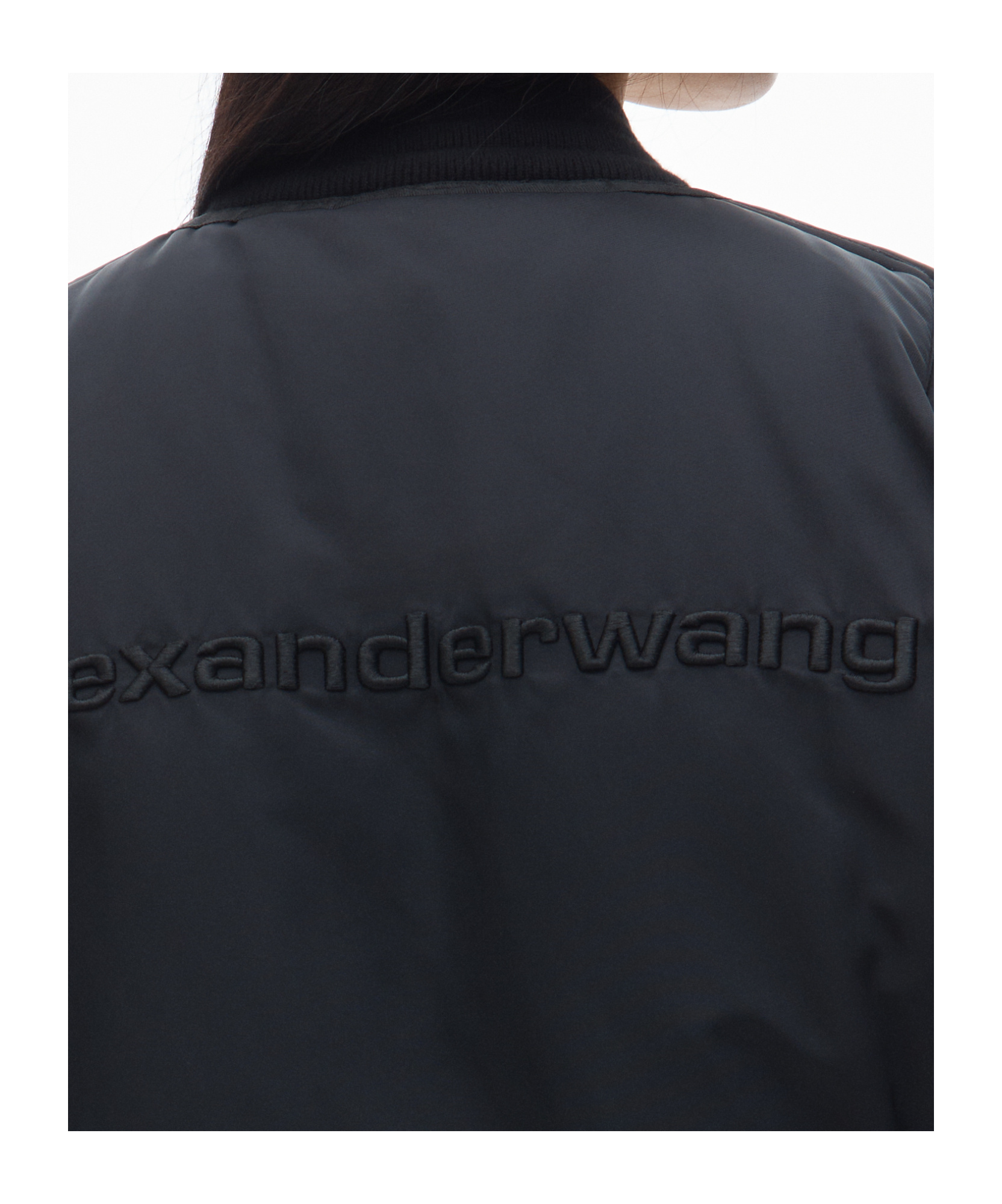 Alexander Wang Bomber Jacket Nylon Ribbed Cuffs In Black