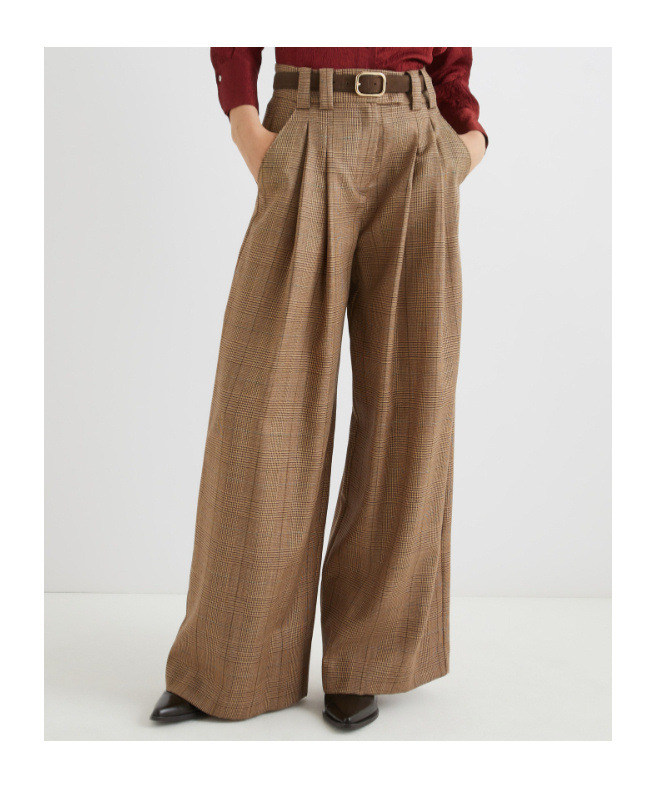 Marella Wool Palazzo Trousers In Brown