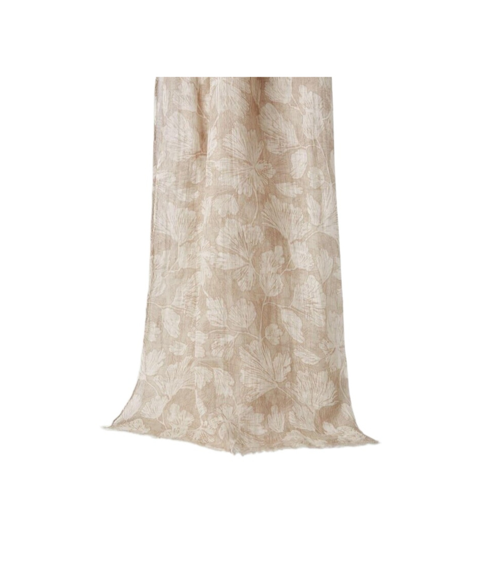 Brunello Cucinelli Floral-print Linen Scarf In Neutral
