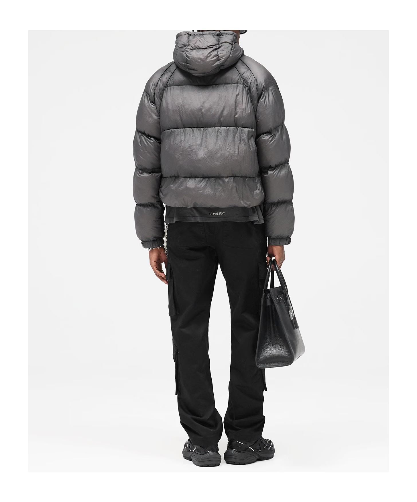 Represent Down Jacket With Logo In Black