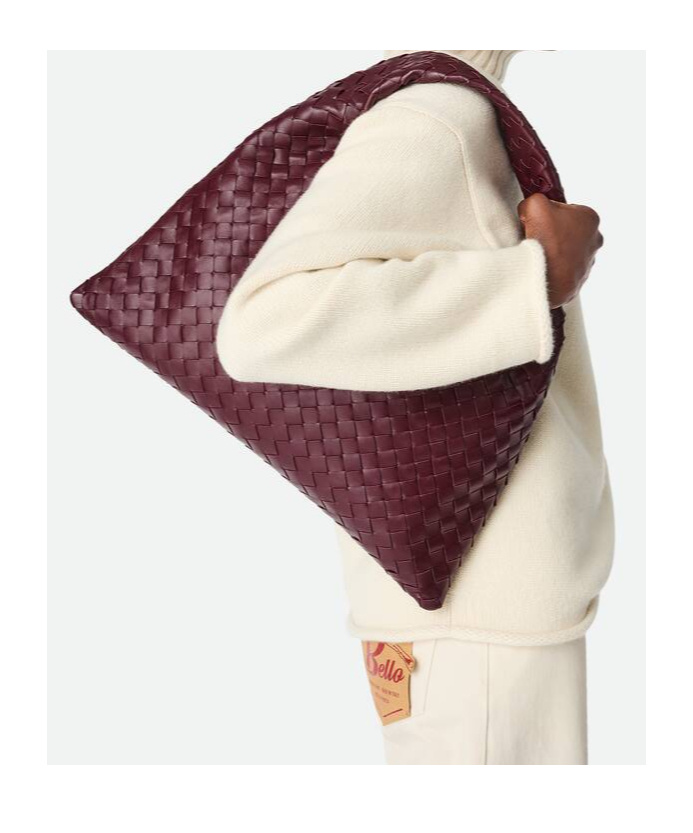 Bottega Veneta Leather Shoulder Bag With Intrecciato Motif In Red
