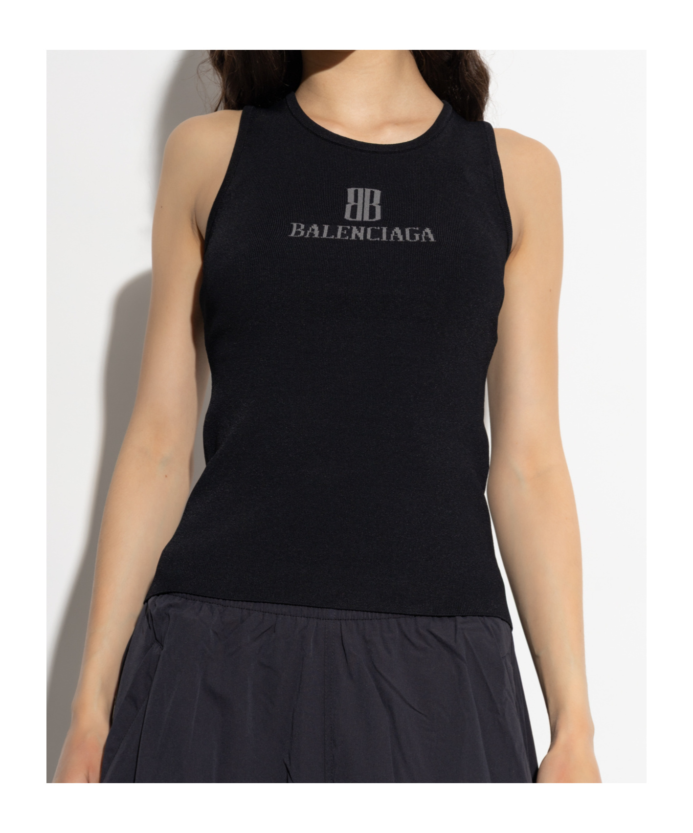Balenciaga Women Logo Tank Top In Black