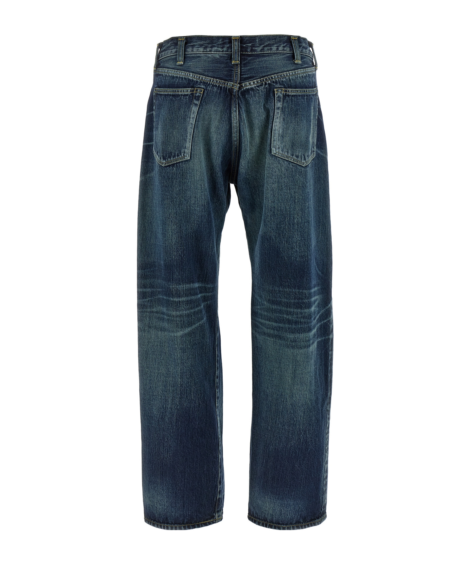 Junya Watanabe Stonewashed Denim Jeans With Textured Finish In Blue