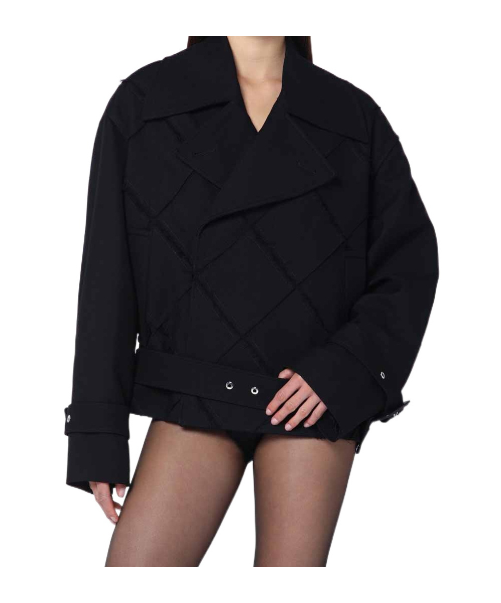 Namacheko Quilted Waist Trench Coat In Black