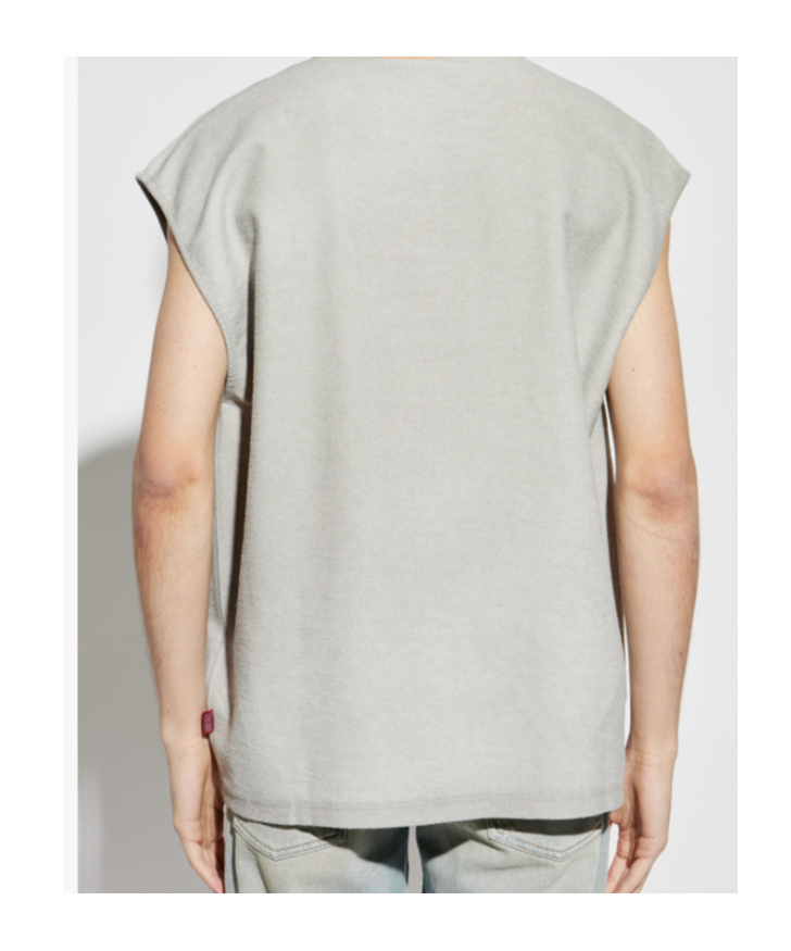 Diesel Crew Neck Distressed Sleeveless Vest In White