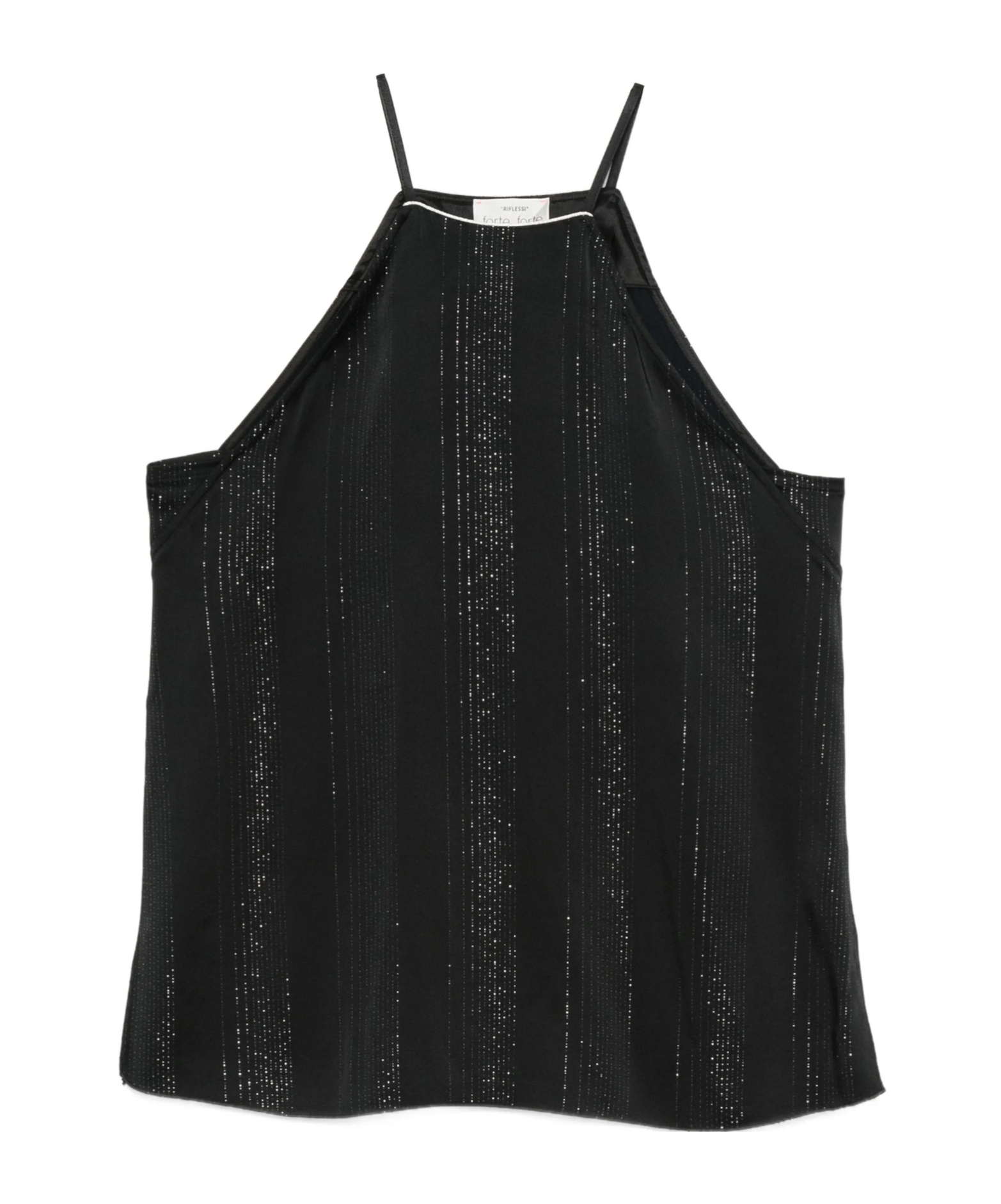 Forte Forte Silver Pinstripe Satin Strap Top In Black