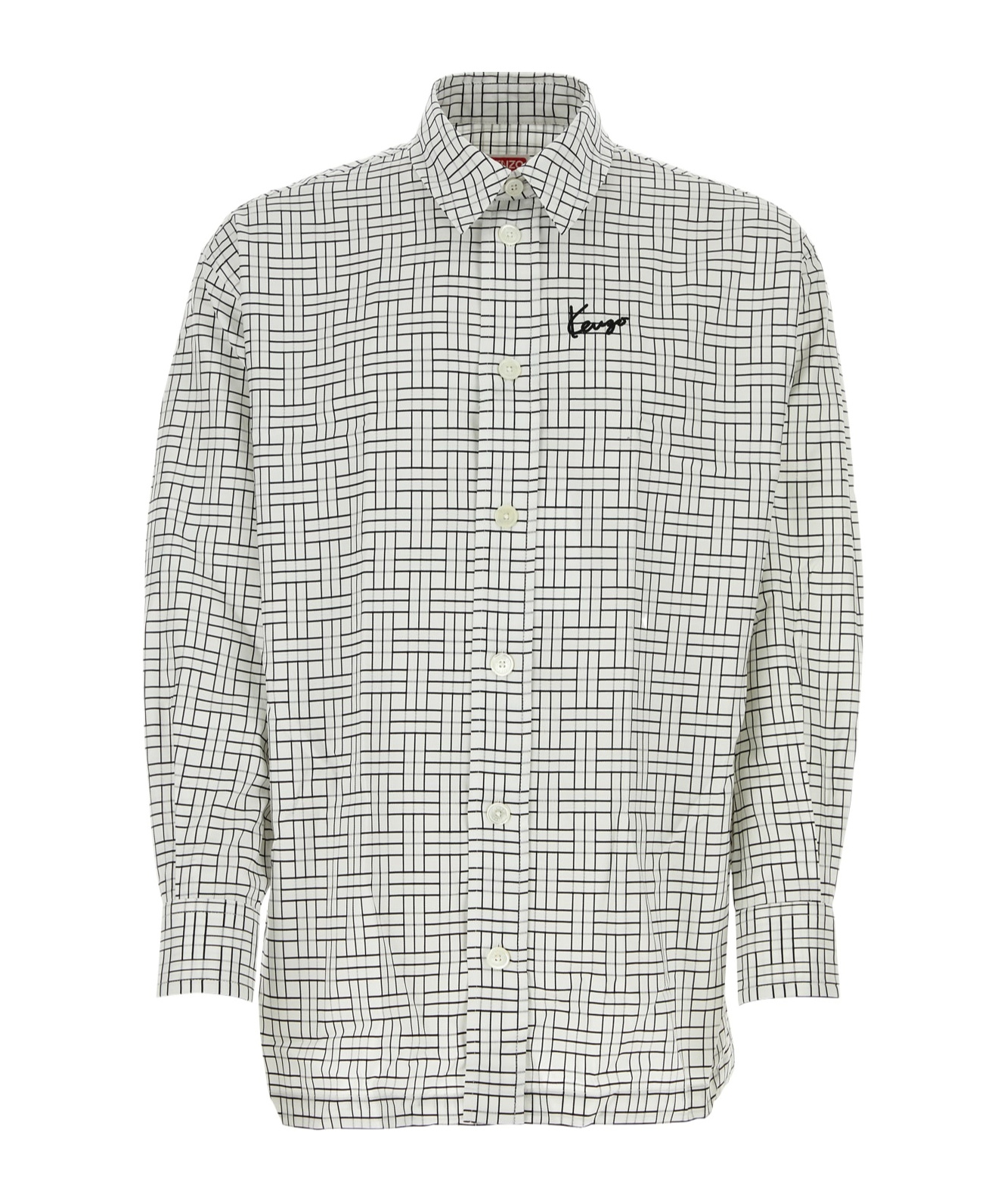Kenzo Oversize Geometric Pattern Shirt In White