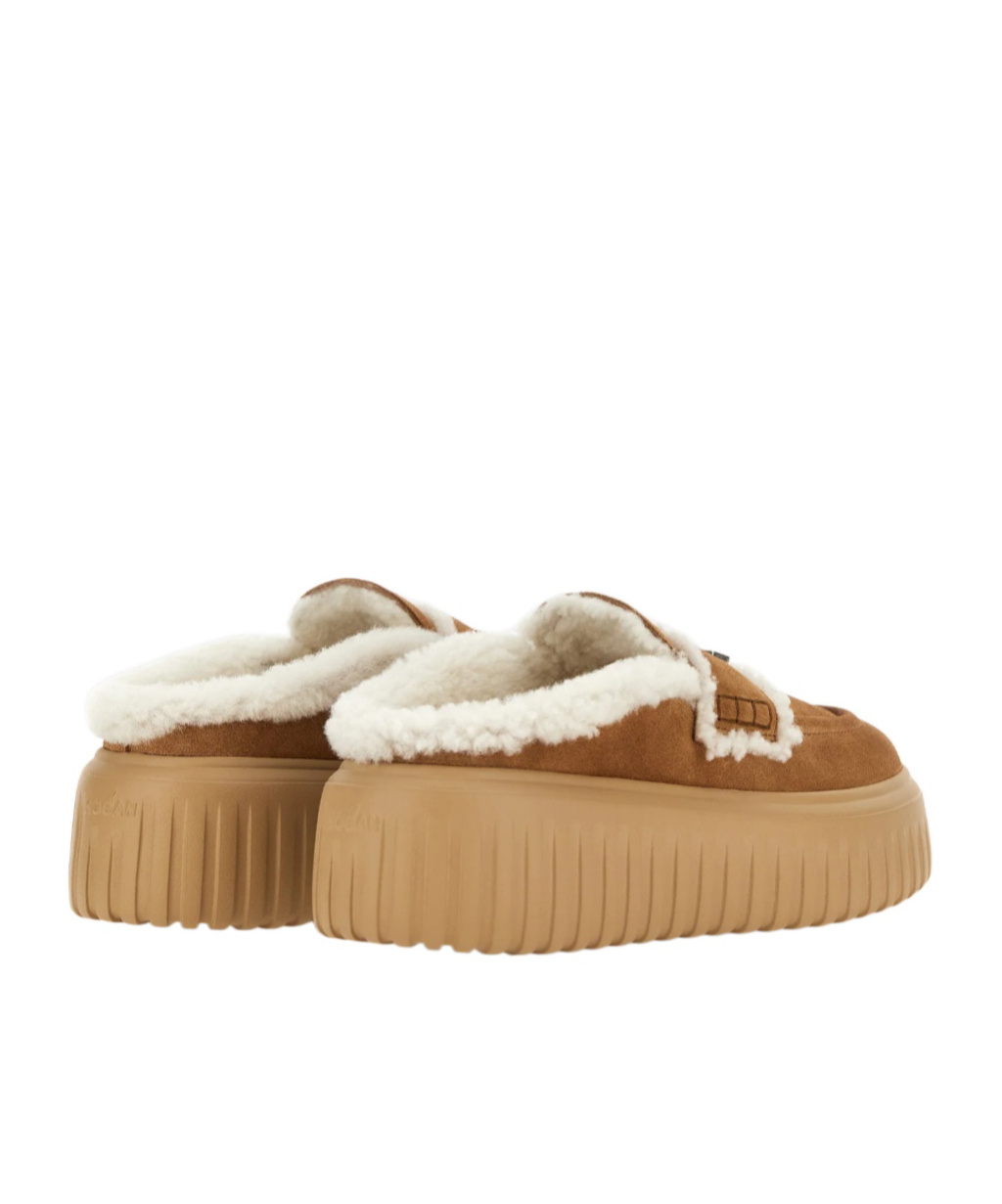 Hogan H-striped Platform Mules In Burgundy
