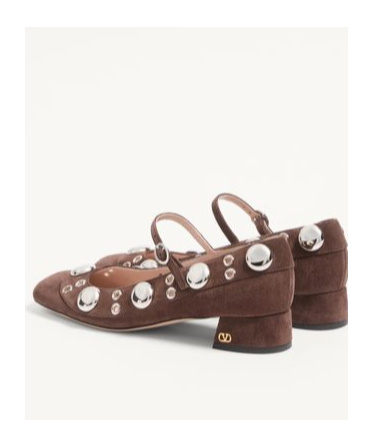 Valentino Stylish Block Heel Round Toe Pumps In Brown