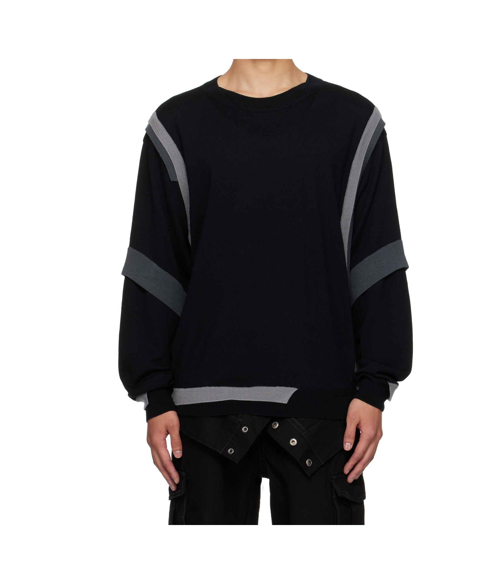 Andersson Bell Multi-layered Crew Neck Sweater In Black