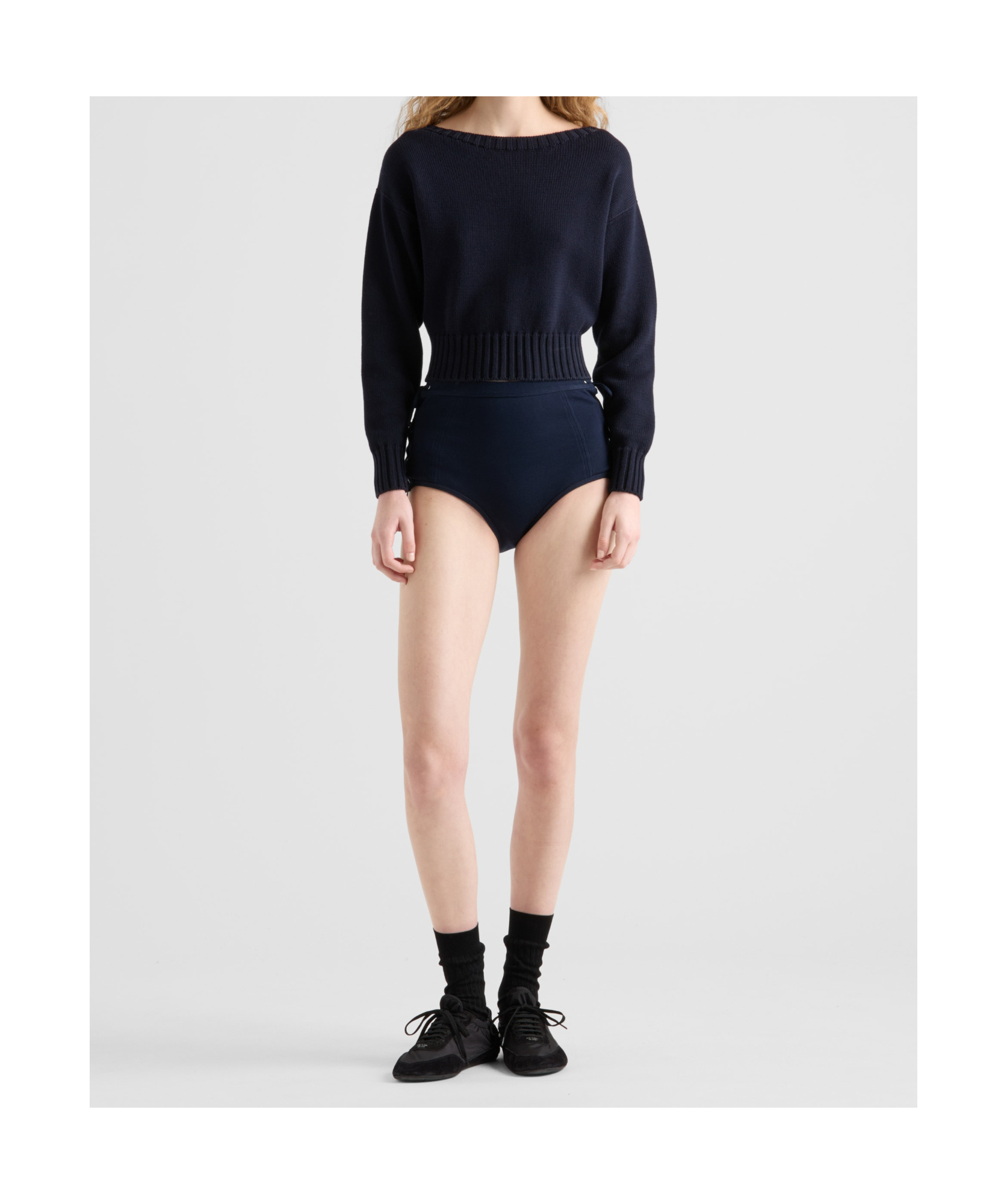 Prada Cotton Sweater In Blue