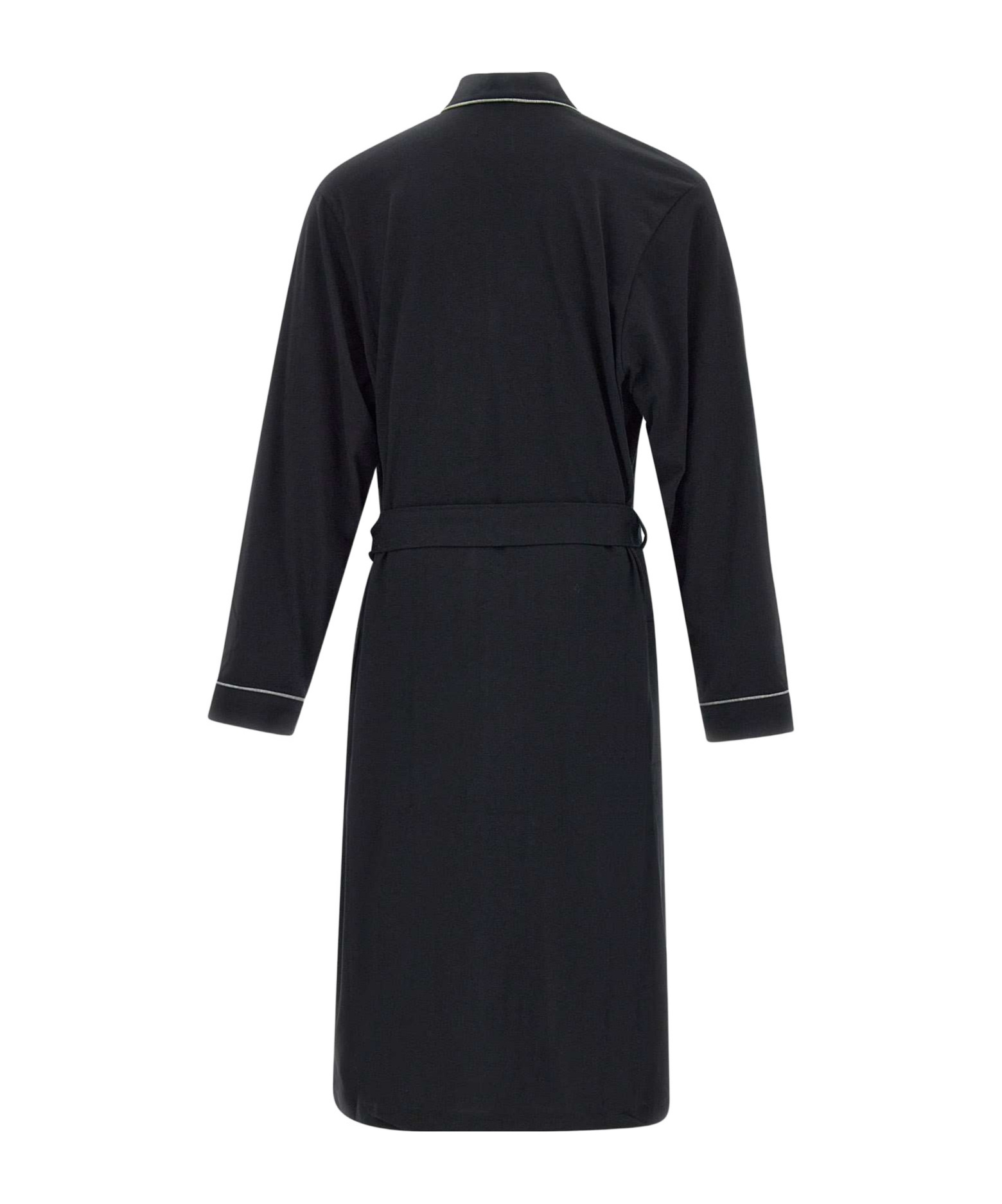 Shop Hugo Boss Embroidered-logo Lounge Robe In Black