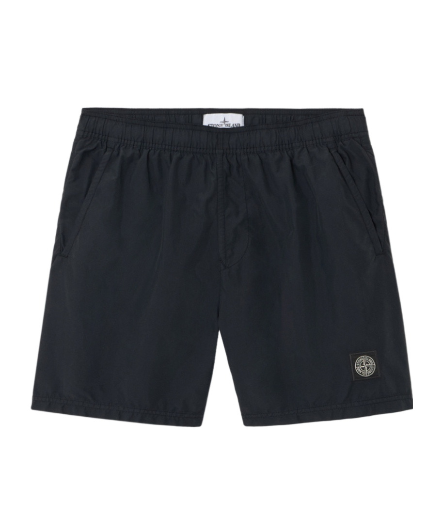 Stone Island Regular Fit Mid-length Swim Trunks With Pockets In Black