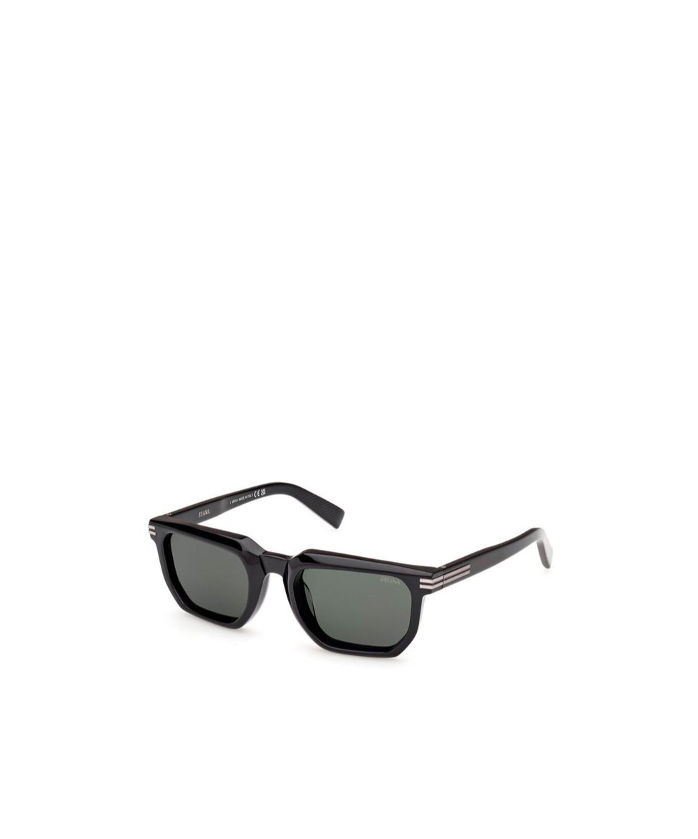 Zegna 54mm Polarized Rectangular Sunglasses In Black