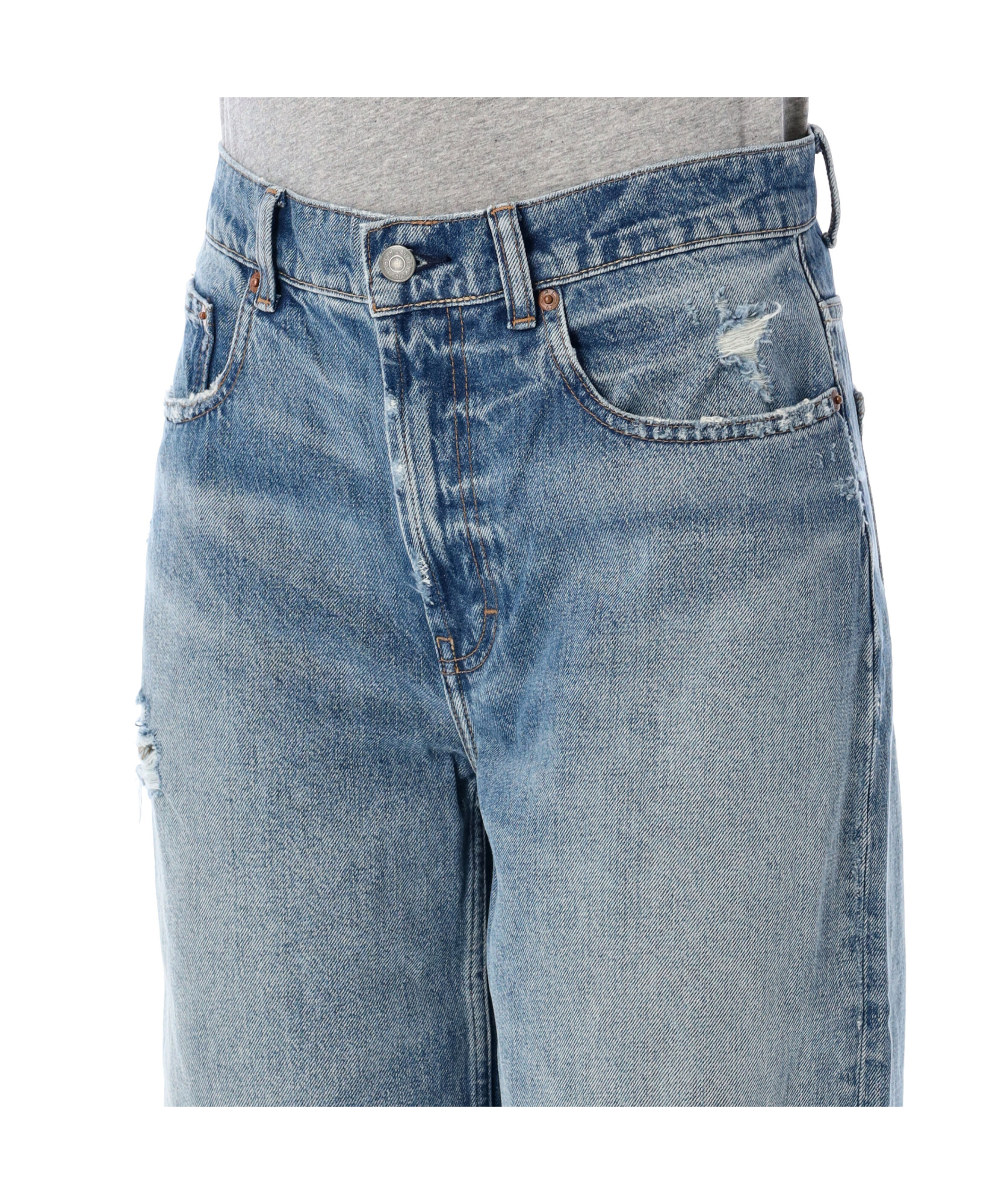 Polo Ralph Lauren Distressed Straight Denim Five Pockets In Blue