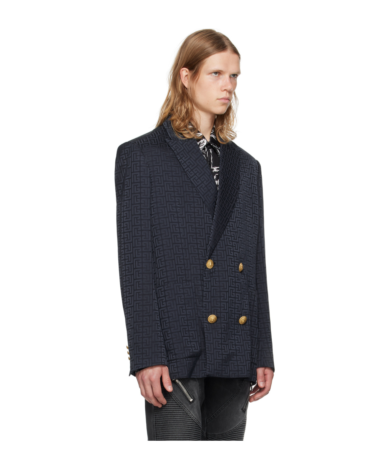 Balmain Double-breasted Blazer In Black