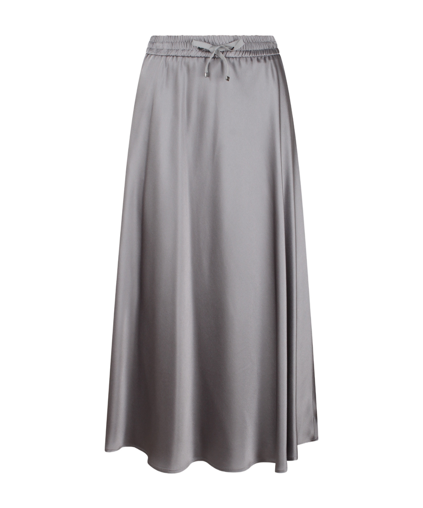 Herno Satin Finish Skirt With Drawstring Waist And Side Slits In Gray