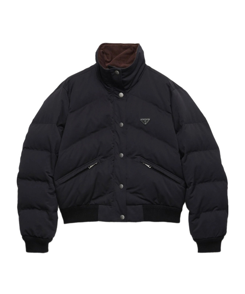Prada Long-sleeved Down Jacket In Black