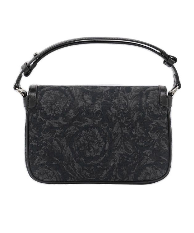 Versace Barocco-jacquard Foldover Top Crossbody Bag In Black