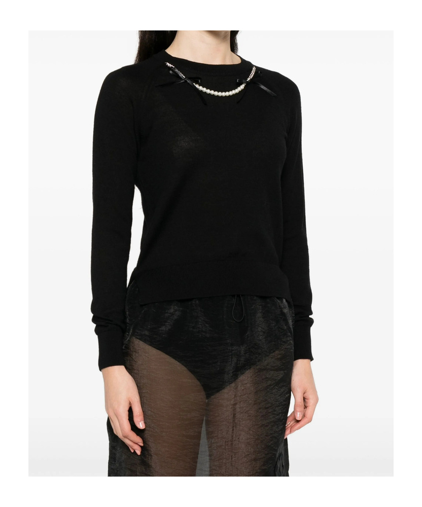 Simone Rocha Black Classic Long Sleeve Fine Knit Sweater In Black