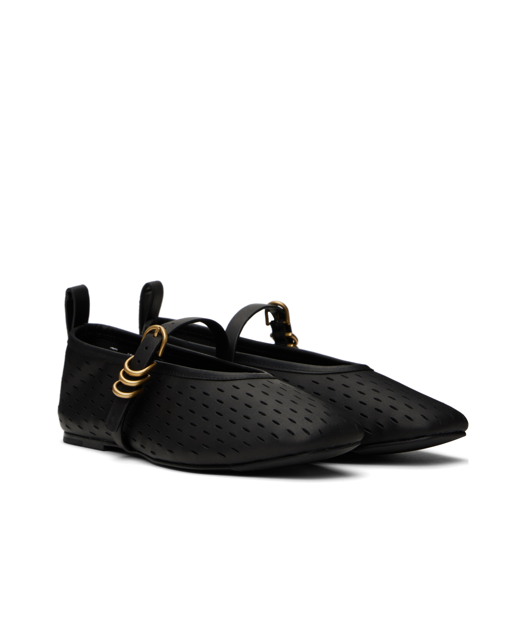 Rag & Bone Black Spire Perforated Leather Mary Jane Ballerina Flats In Black