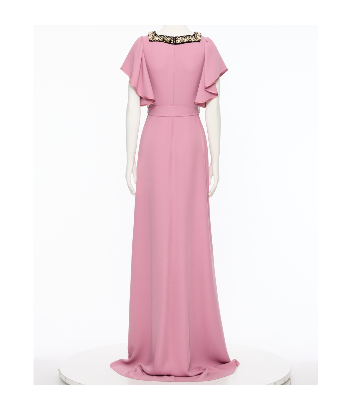 Valentino Cady Couture Embellished Belted Gown In Pink
