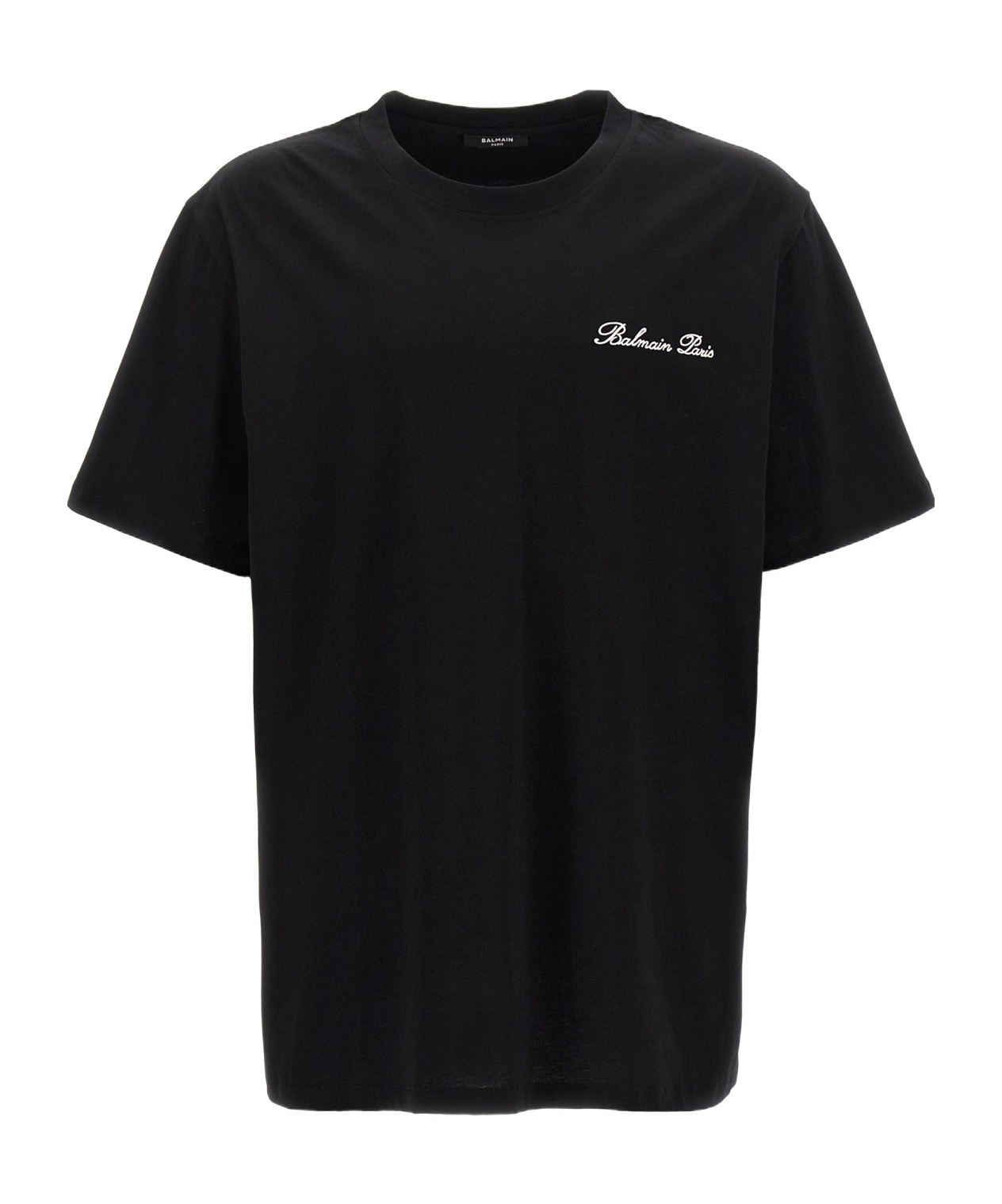 Balmain Black Cotton T-shirt In Black
