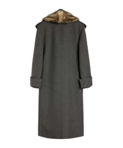 Jil Sander Fur Collar Double-breasted Coat In Gray