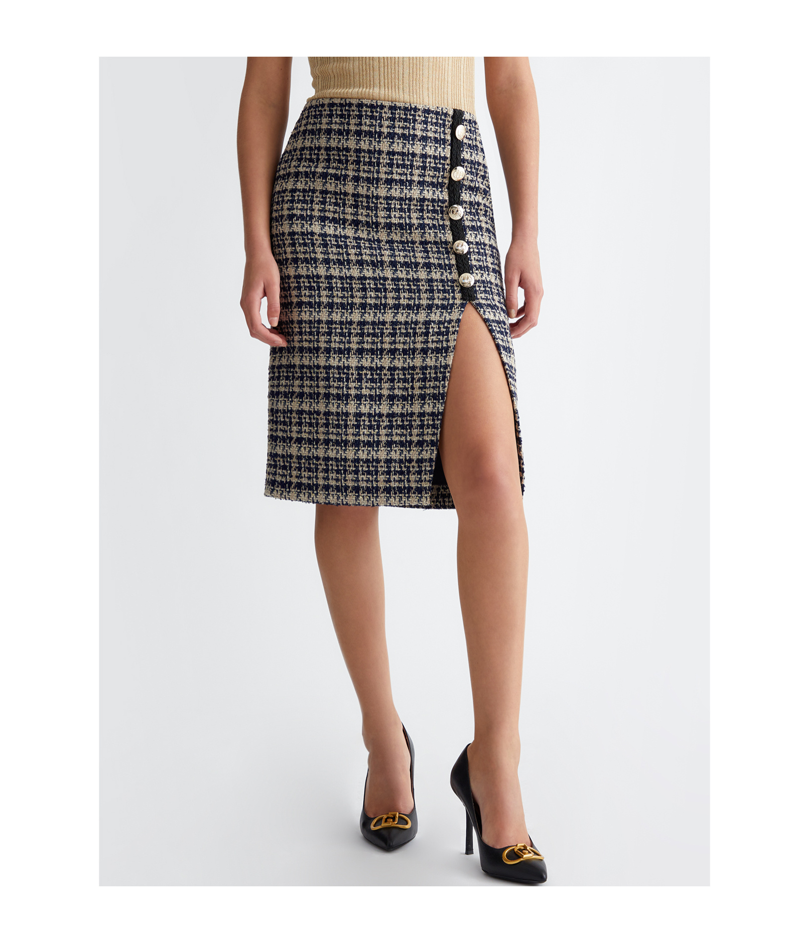 Liu •jo Plaid Loop Skirt In Black