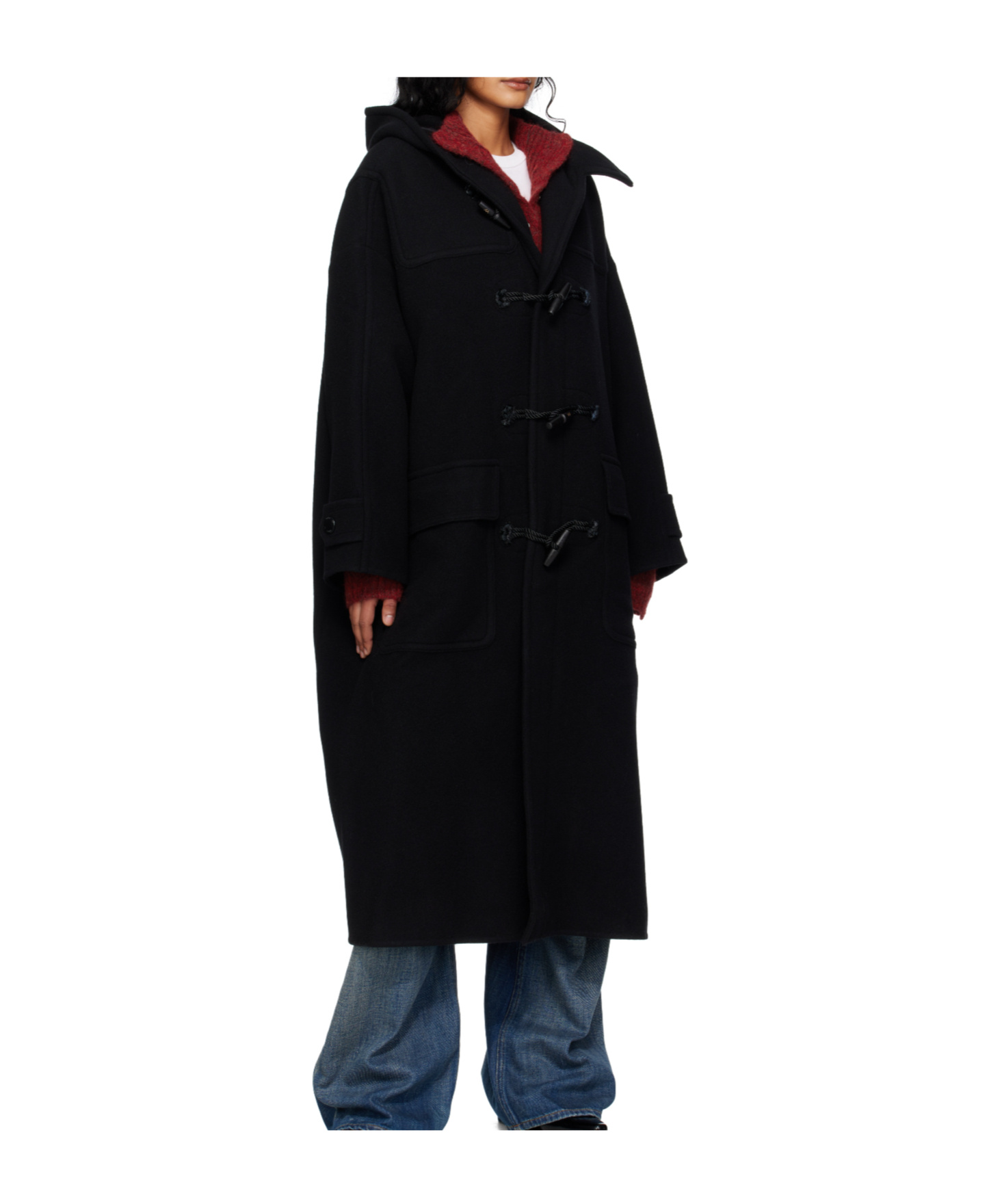 Open Yy Hooded Duffle Coat In Blue