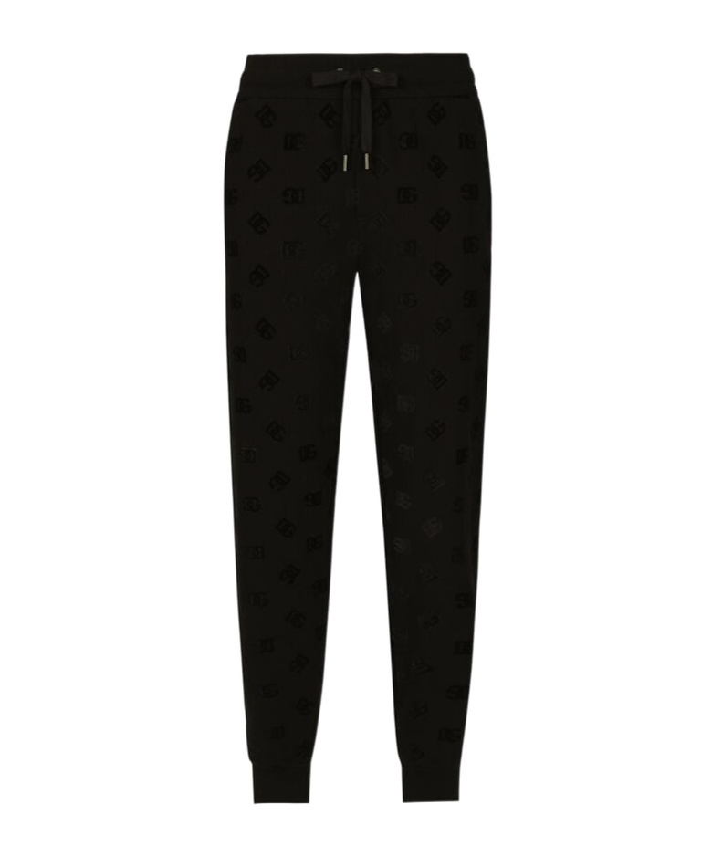 Dolce & Gabbana Monogram-embossed Cotton Track Pants In Black