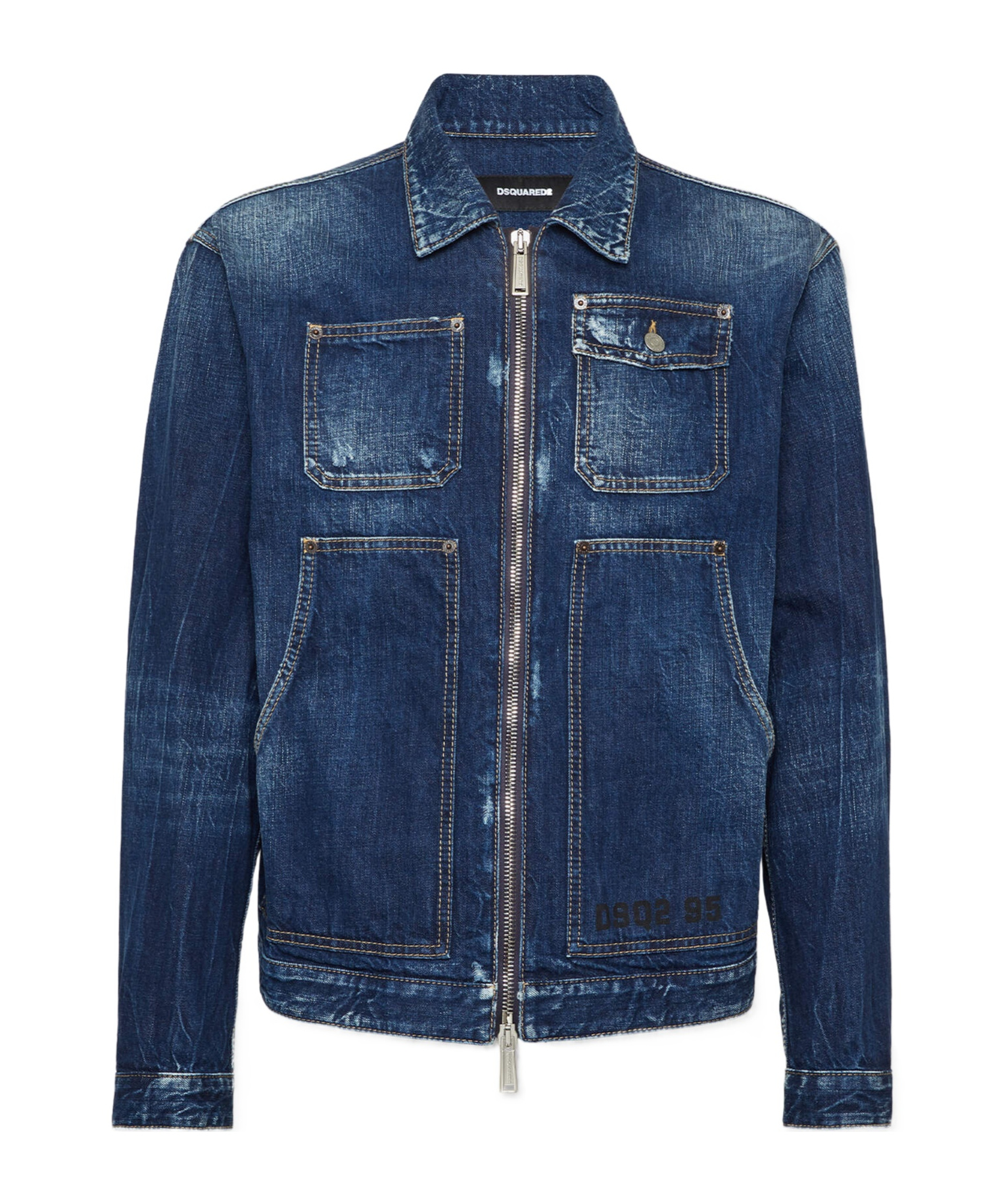 Dsquared2 Zippered Denim Jacket In Blue