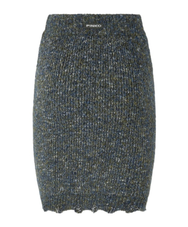 Pinko Cable-knit Embellished Skirt In Gray