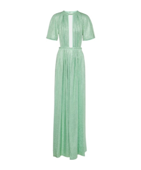 Area Cutout Crystal-embellished Jersey Gown In Green