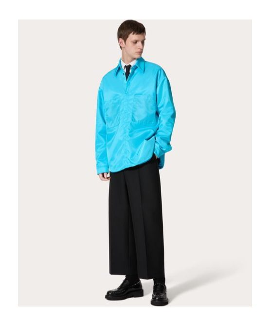 Valentino Shirt Jacket Nylon Chest Pockets In Blue