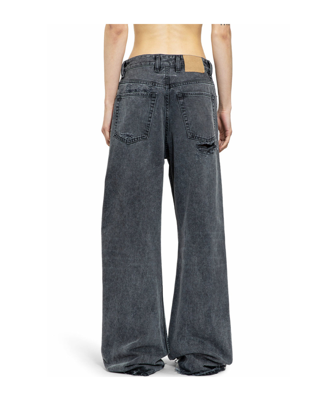Mm6 Maison Margiela Distressed Cotton Jeans For Women In Black
