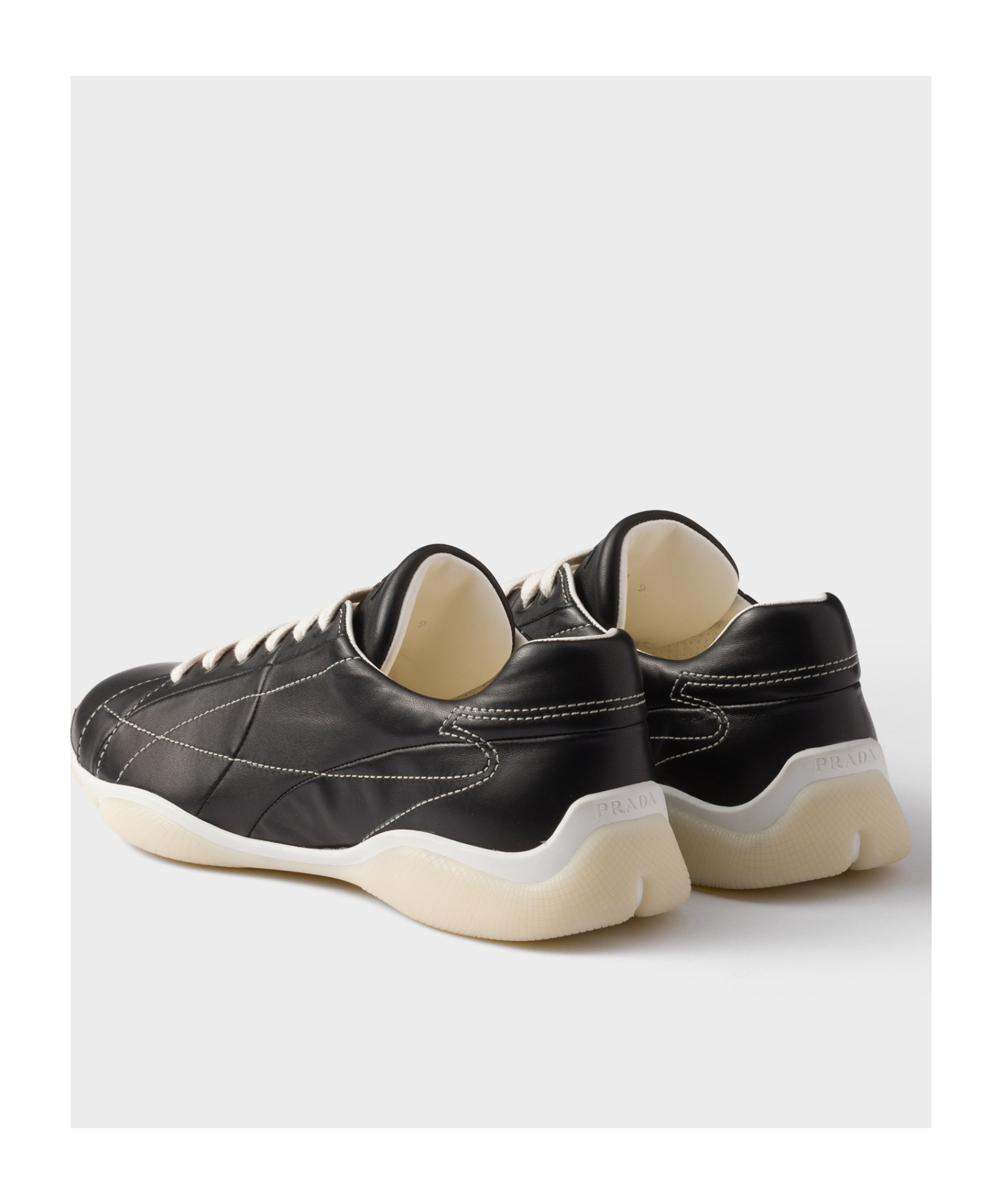 Prada Nappa Leather Sneakers In Black