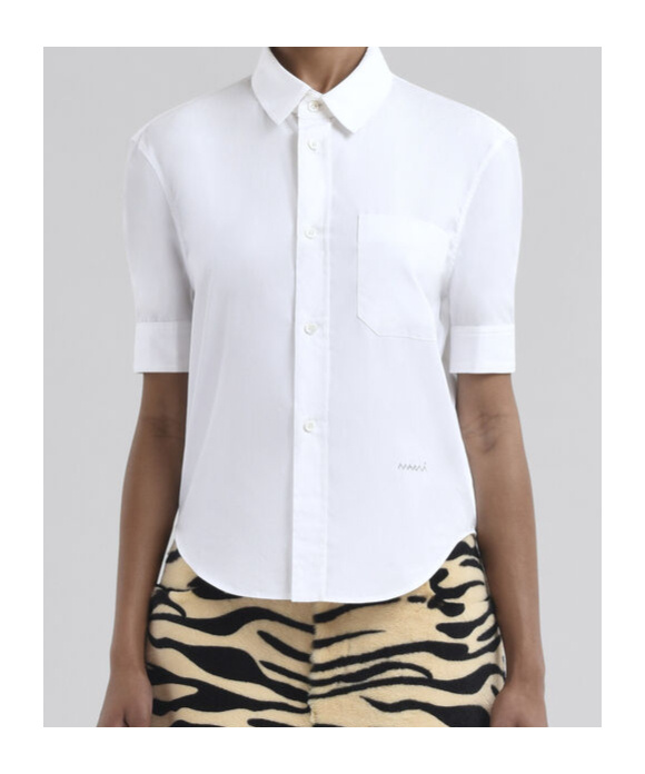 Marni Short-sleeved Tailored Cotton Shirt In White