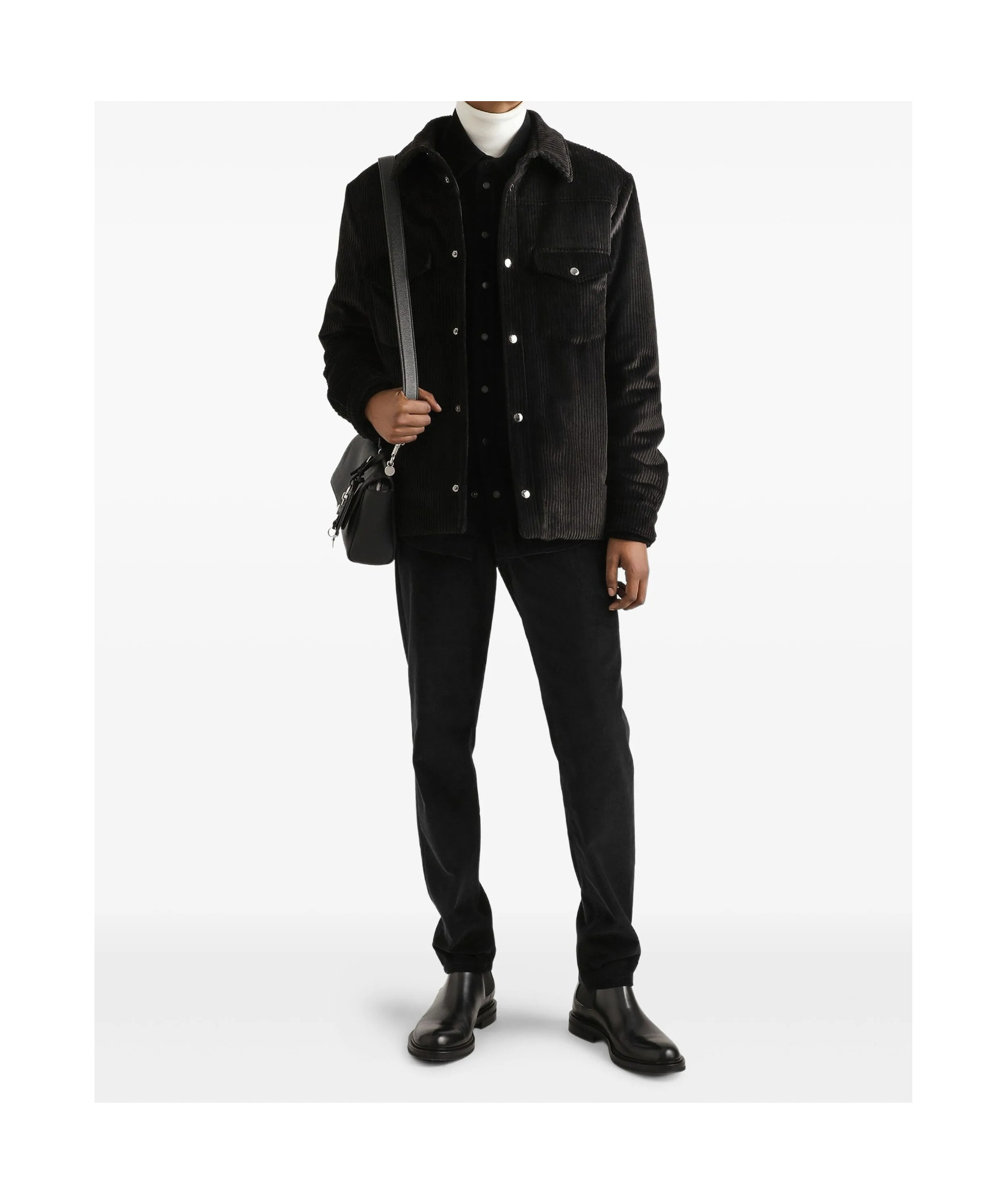 Dolce & Gabbana Padded And Quilted Velvet Shirt Jacket In Black