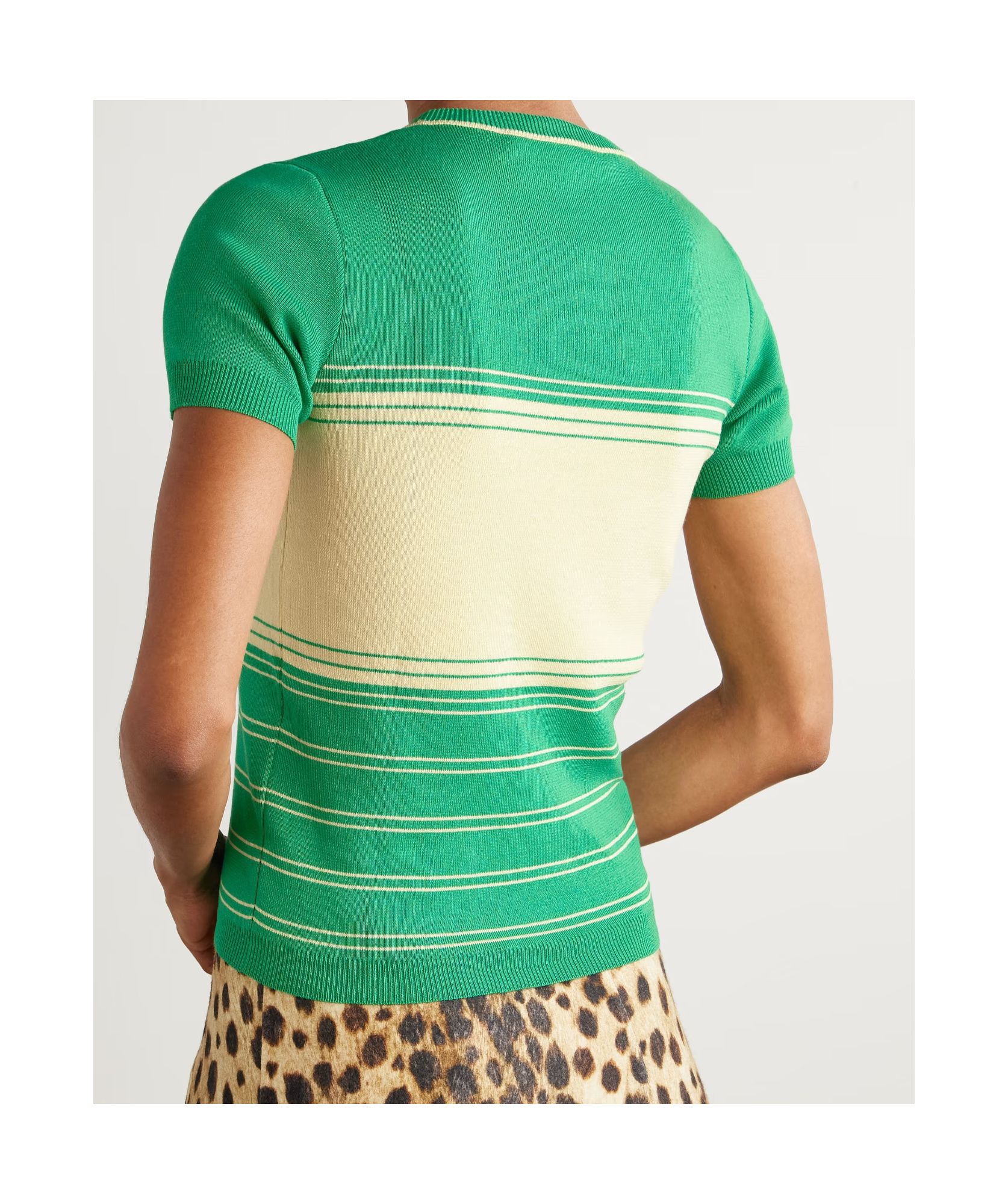 Valentino Cotton Sweater With Crew Neck And Stripes In Green