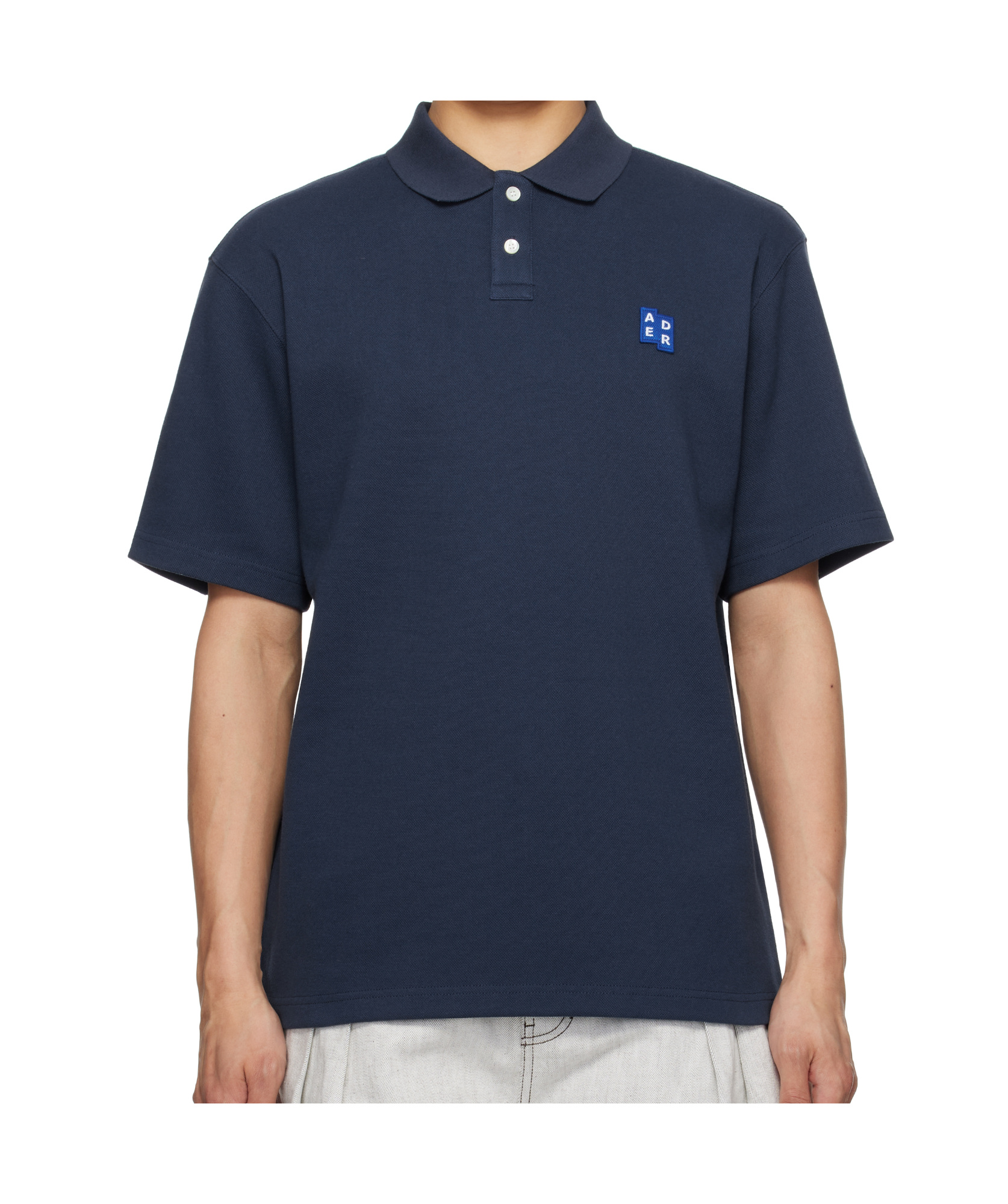 Ader Error Short-sleeved Polo Shirt In Navy Blue