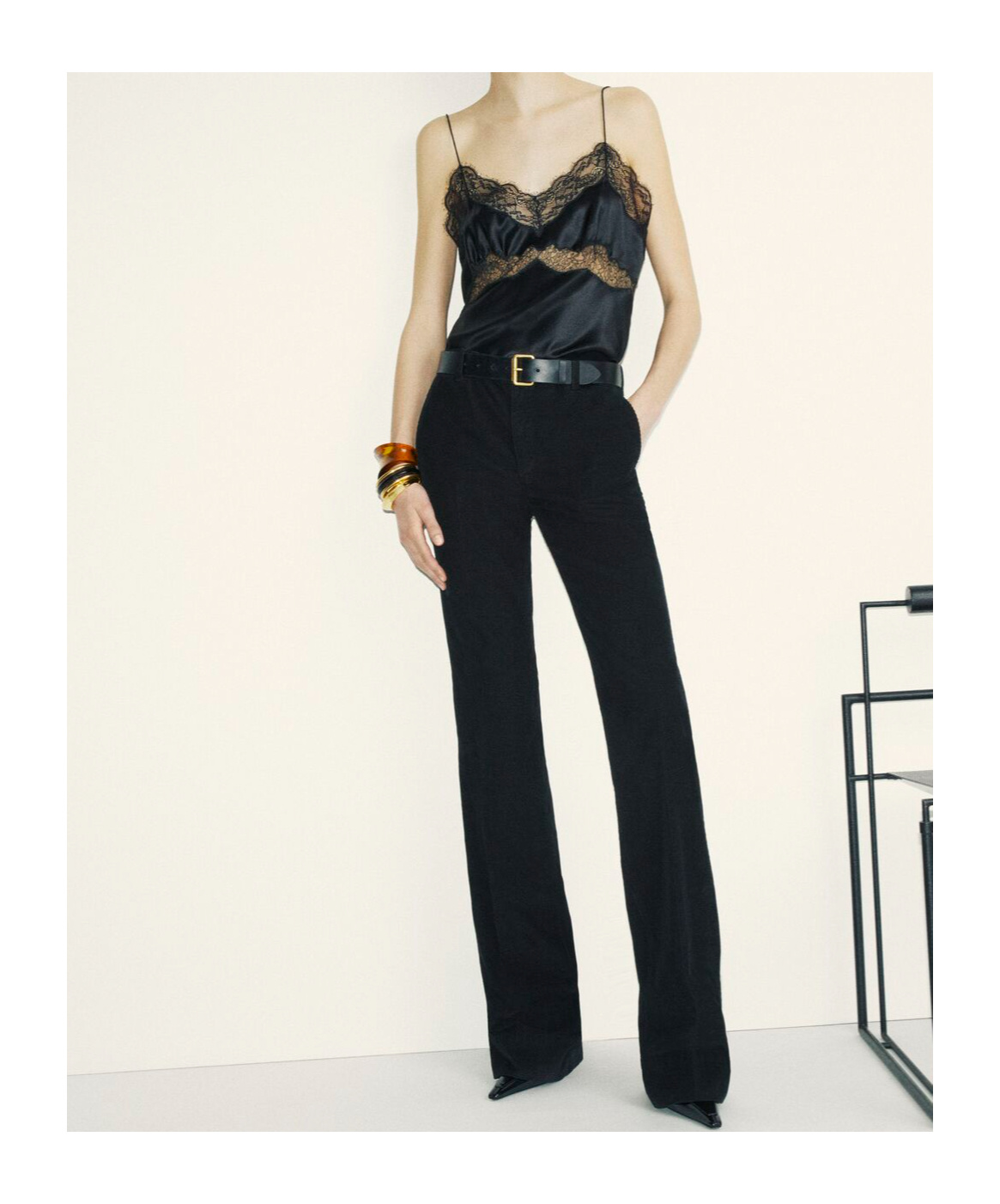 Saint Laurent Thin Shoulder Strap Sling In Black