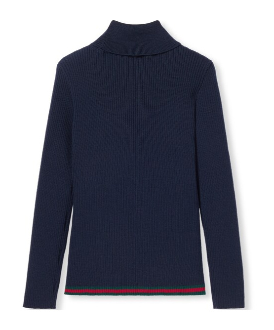 Gucci Ribbed Wool Sweater In Blue