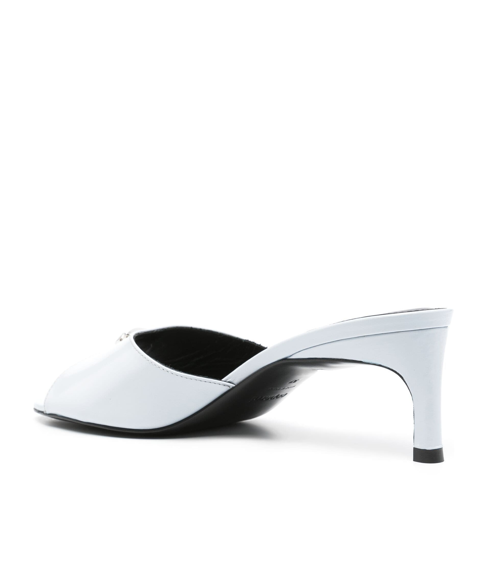 Coperni Almond Toe Kitten Heel Metallic Mules In White