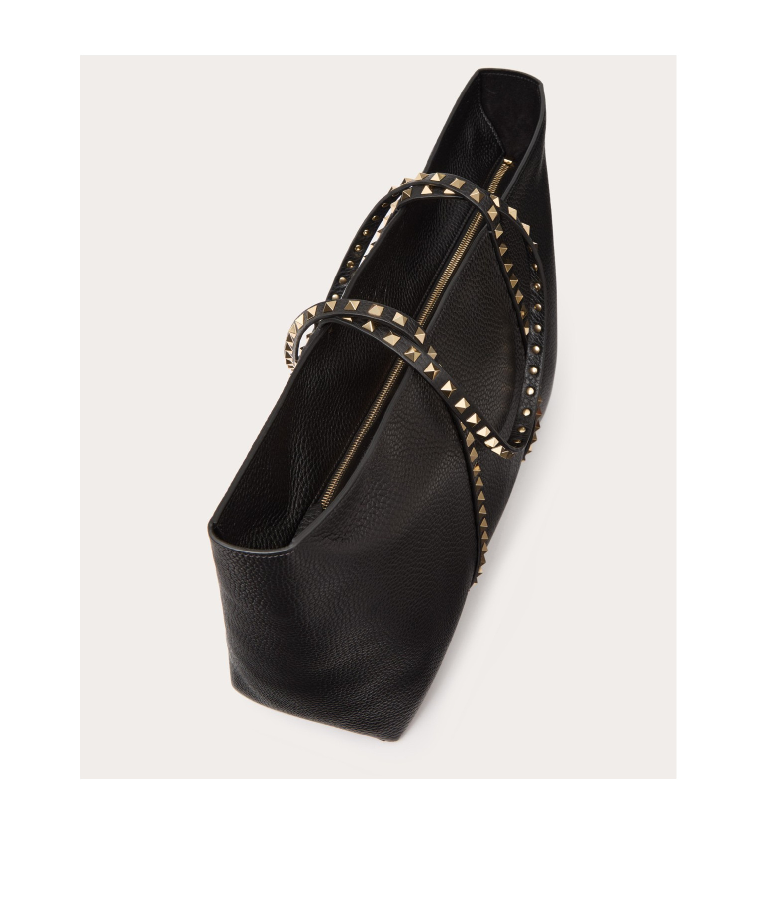 Shop Valentino Garavani Rockstud Shopping Bag In Grainy Calfskin In Black