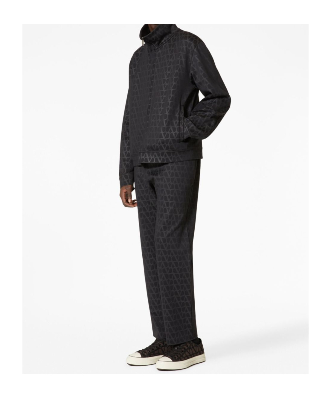 Valentino Geometric Pattern Lightweight Bomber Jacket In Black