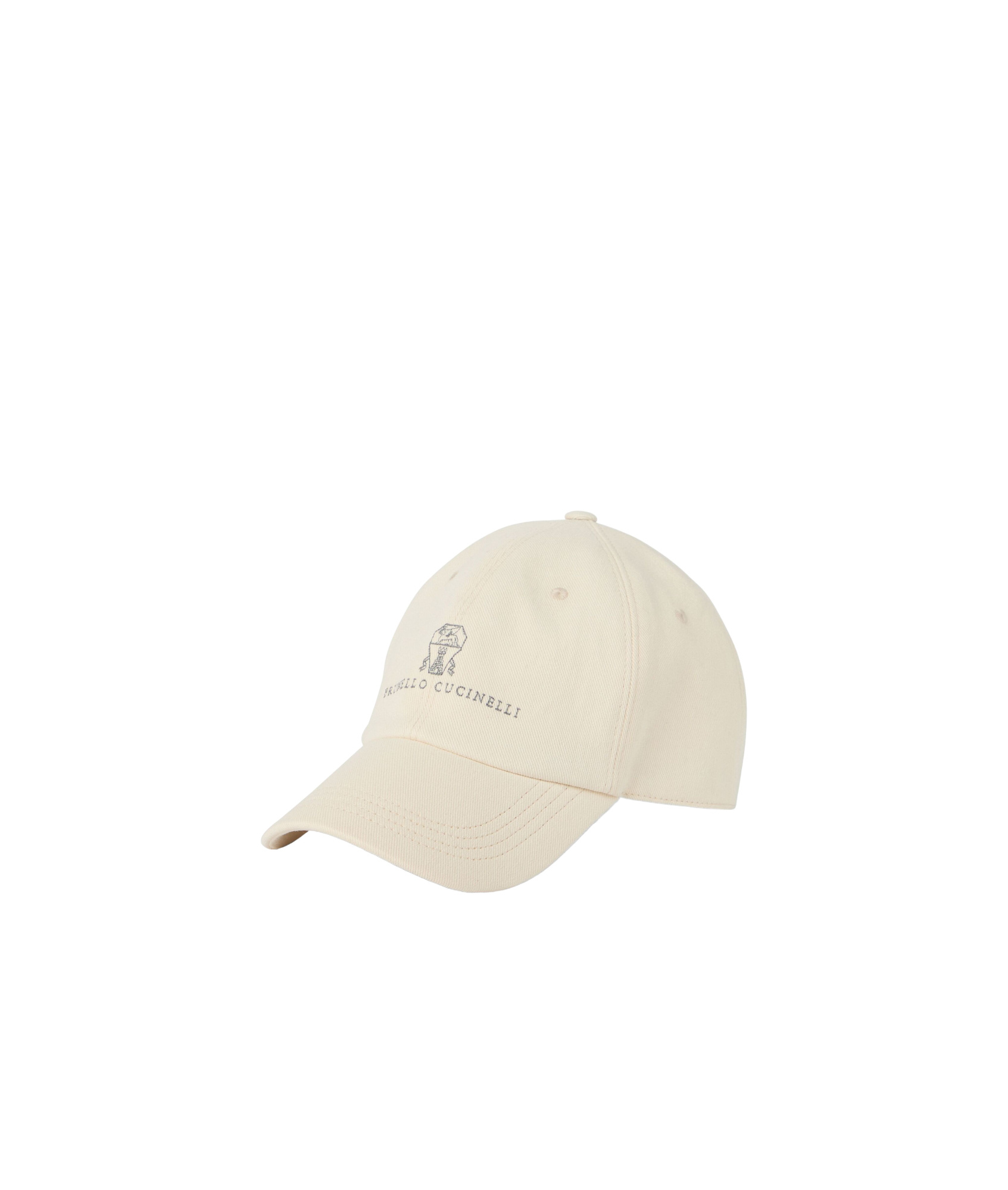 Brunello Cucinelli Baseball Cap In Garment-dyed Twisted Cotton Gabardine With Embroidered Logo In Nude