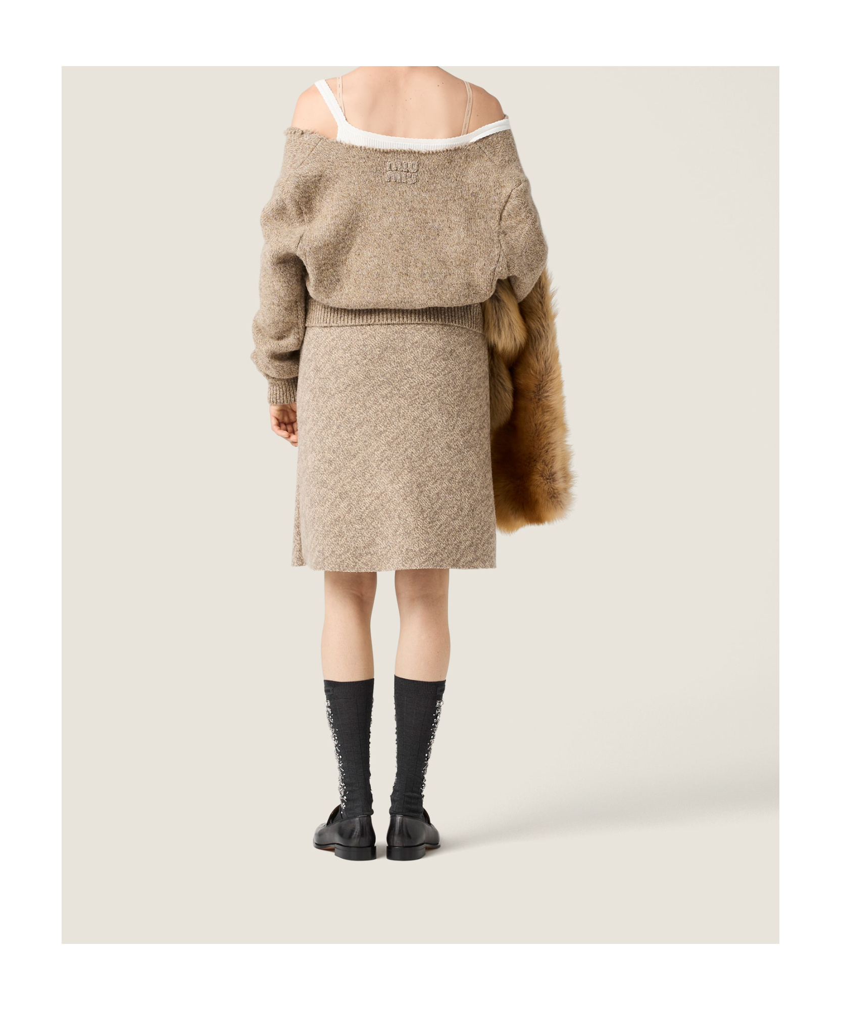 Miu Miu Wool Knit Skirt In Brown